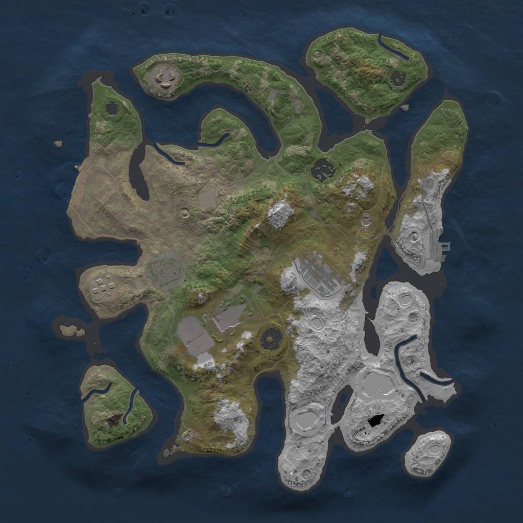 Rust Map: Procedural Map, Size: 3500, Seed: 1145145, 14 Monuments
