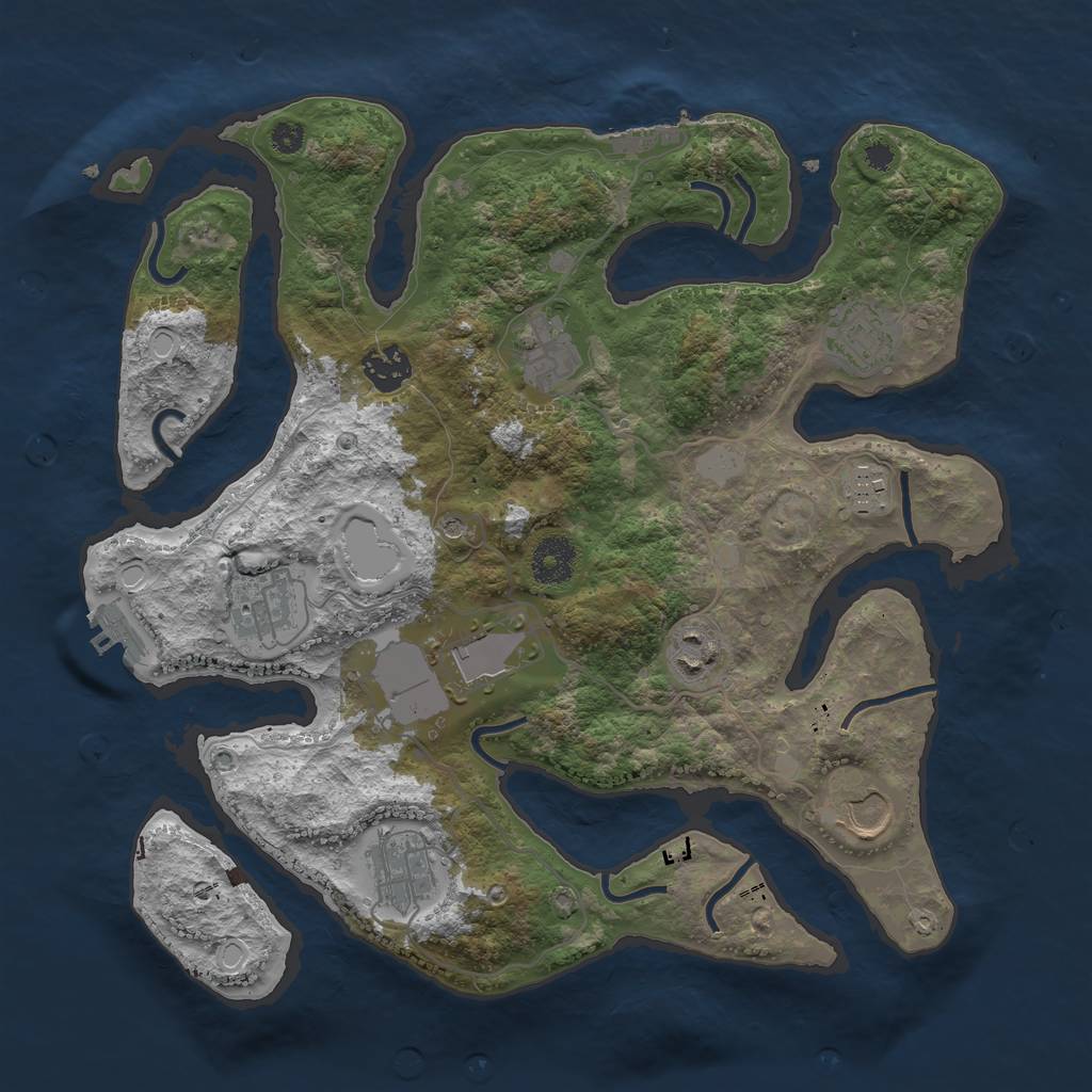 Rust Map: Procedural Map, Size: 3500, Seed: 582436, 17 Monuments