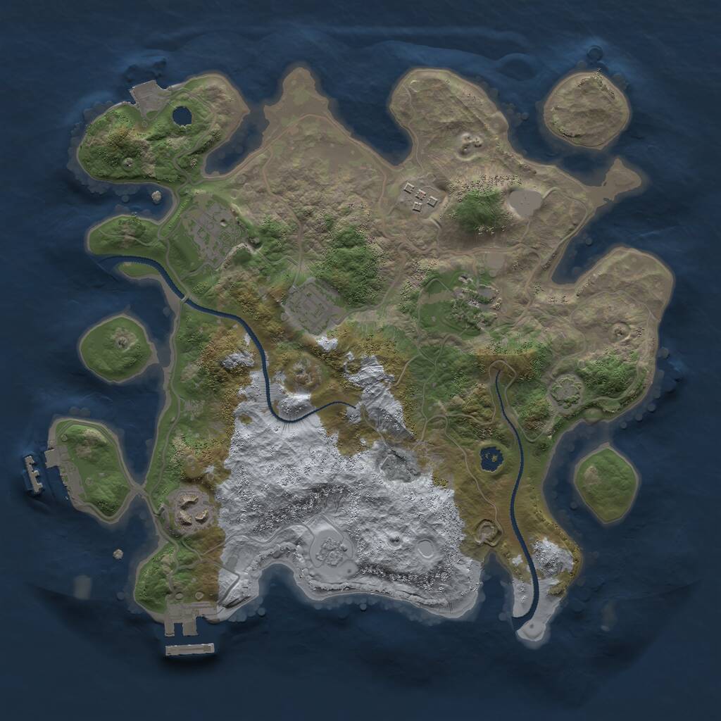 Rust Map: Procedural Map, Size: 3000, Seed: 1738758489, 10 Monuments