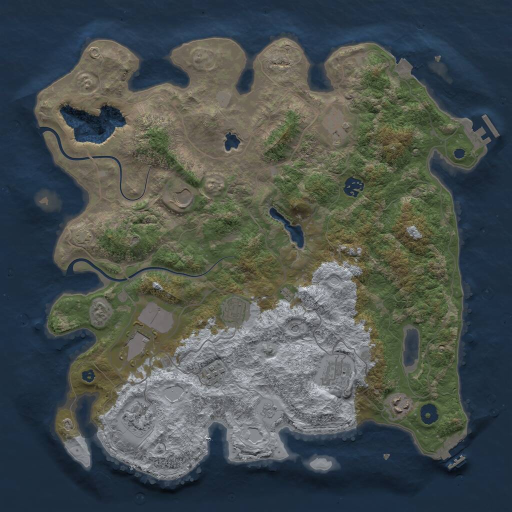 Rust Map: Procedural Map, Size: 4000, Seed: 1266392053, 15 Monuments