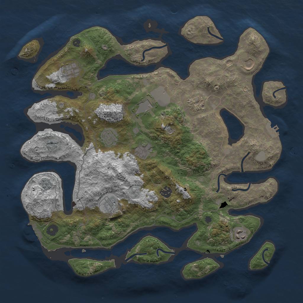 Rust Map: Procedural Map, Size: 4000, Seed: 1226331293, 18 Monuments