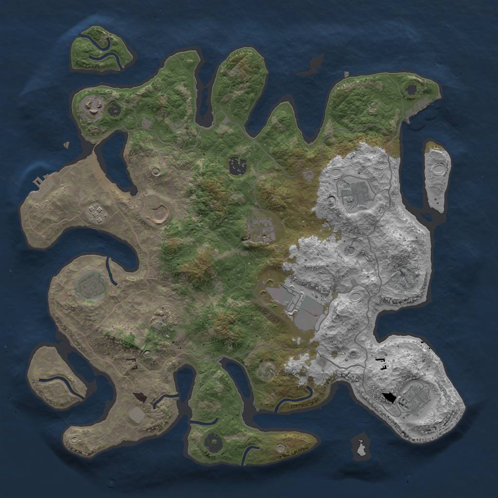 Rust Map: Procedural Map, Size: 4000, Seed: 489894964, 18 Monuments