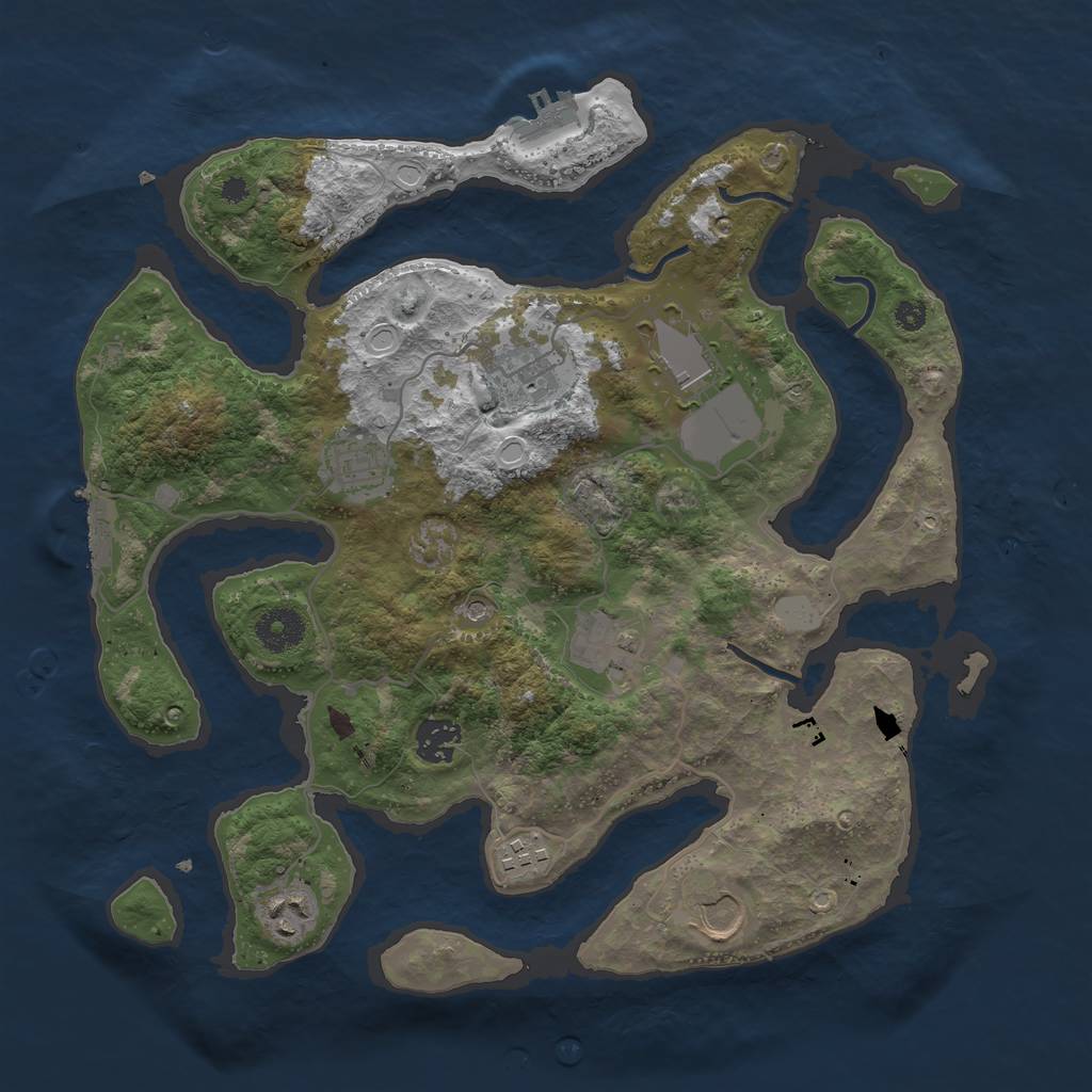 Rust Map: Procedural Map, Size: 3550, Seed: 51661, 16 Monuments