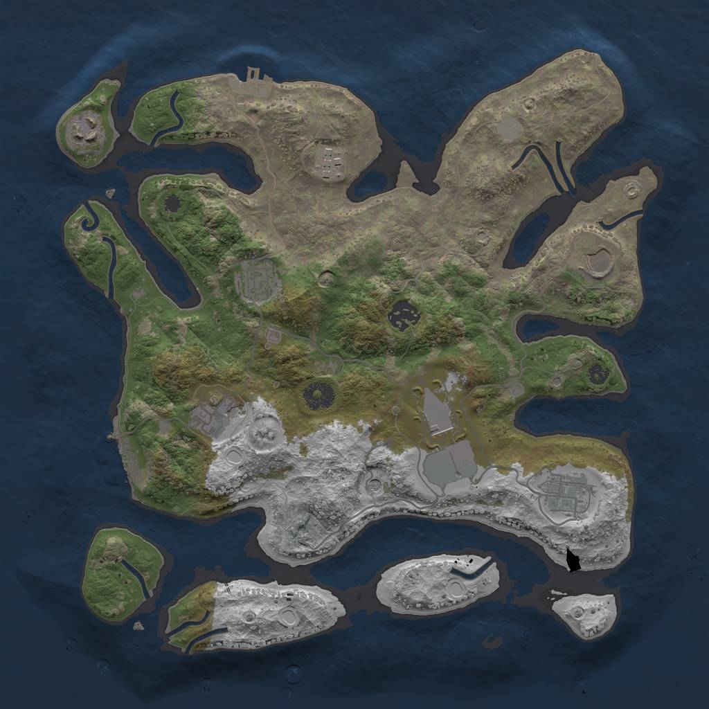 Rust Map: Procedural Map, Size: 3550, Seed: 942103, 16 Monuments