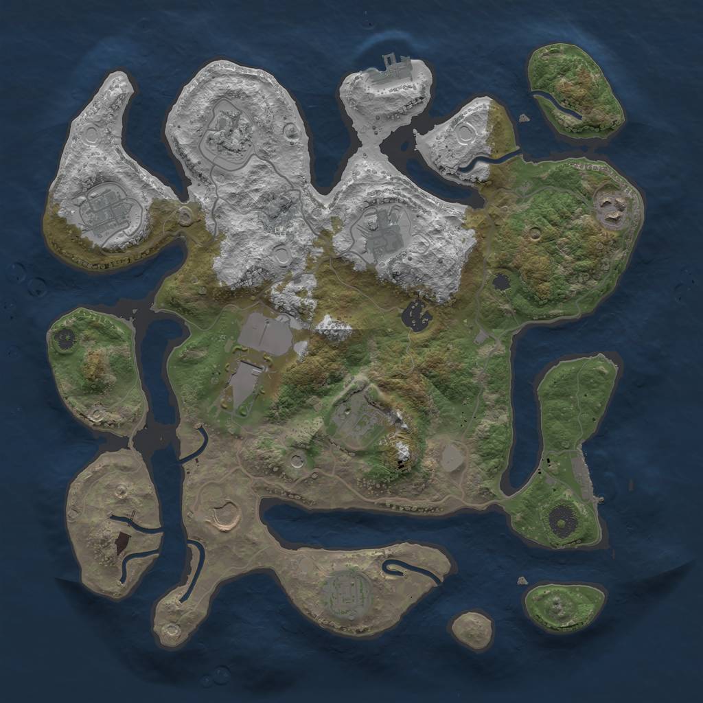 Rust Map: Procedural Map, Size: 3550, Seed: 885946, 17 Monuments