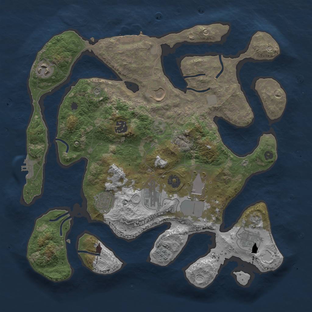 Rust Map: Procedural Map, Size: 3550, Seed: 752554, 16 Monuments