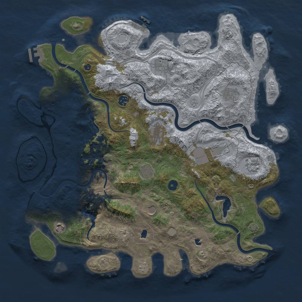 Rust Map: Procedural Map, Size: 4500, Seed: 932536214, 16 Monuments