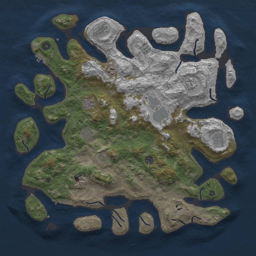 Rust Map: Procedural Map, Size: 4500, Seed: 932536214, 18 Monuments