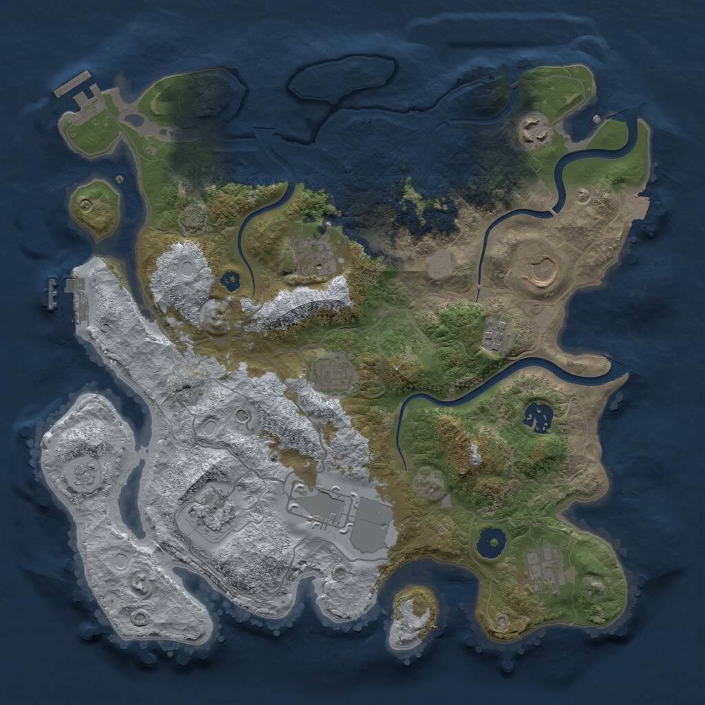 Rust Map: Procedural Map, Size: 3550, Seed: 351005, 15 Monuments