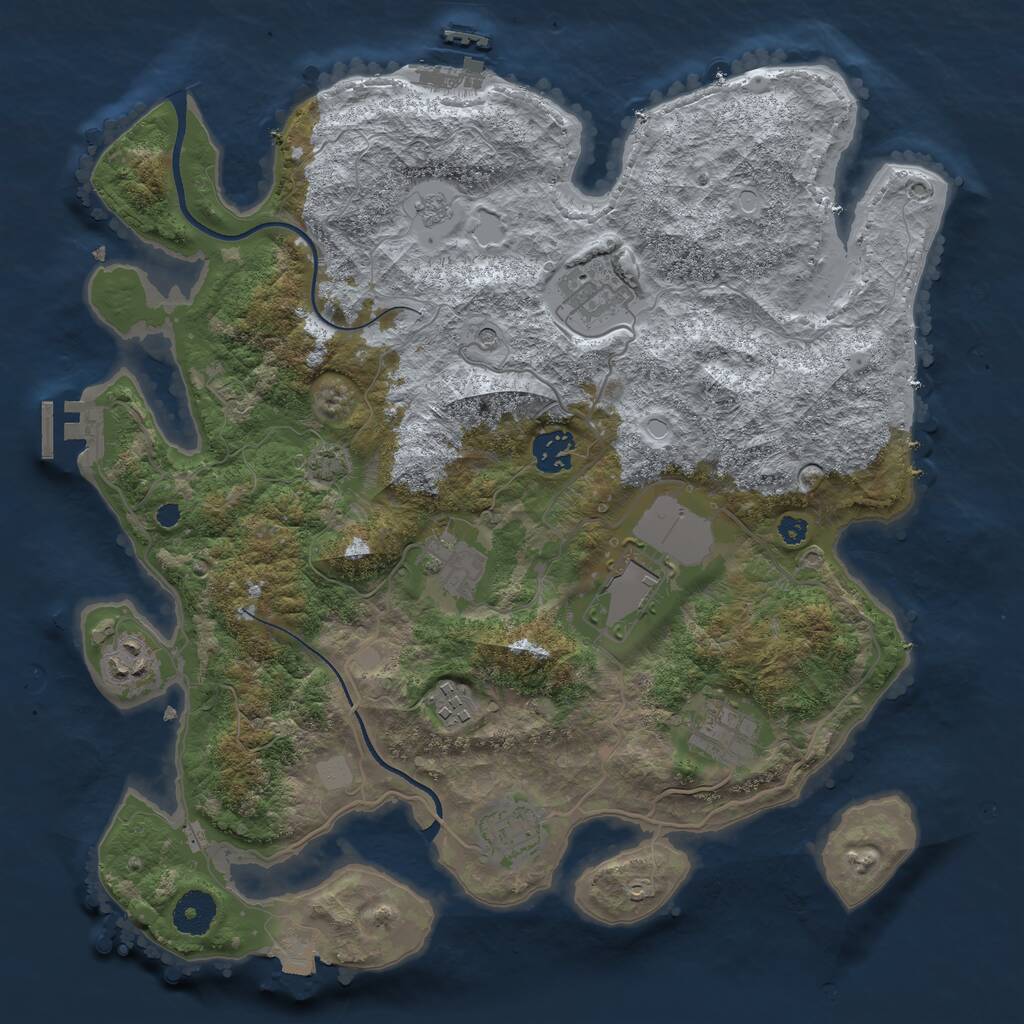 Rust Map: Procedural Map, Size: 3550, Seed: 215637, 14 Monuments