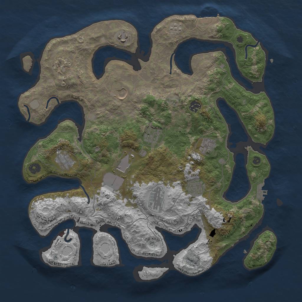 Rust Map: Procedural Map, Size: 4000, Seed: 1833232118, 19 Monuments