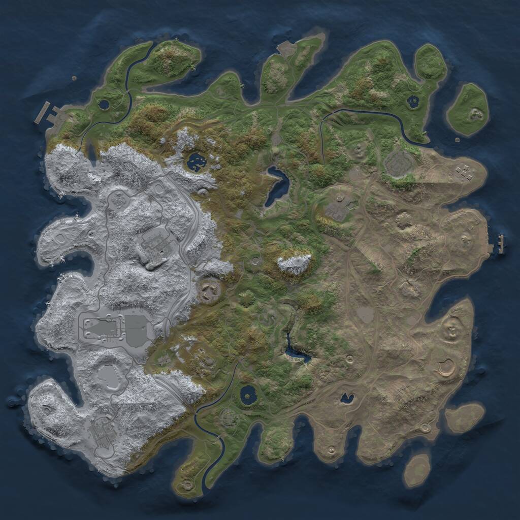 Rust Map: Procedural Map, Size: 4300, Seed: 34493551, 16 Monuments