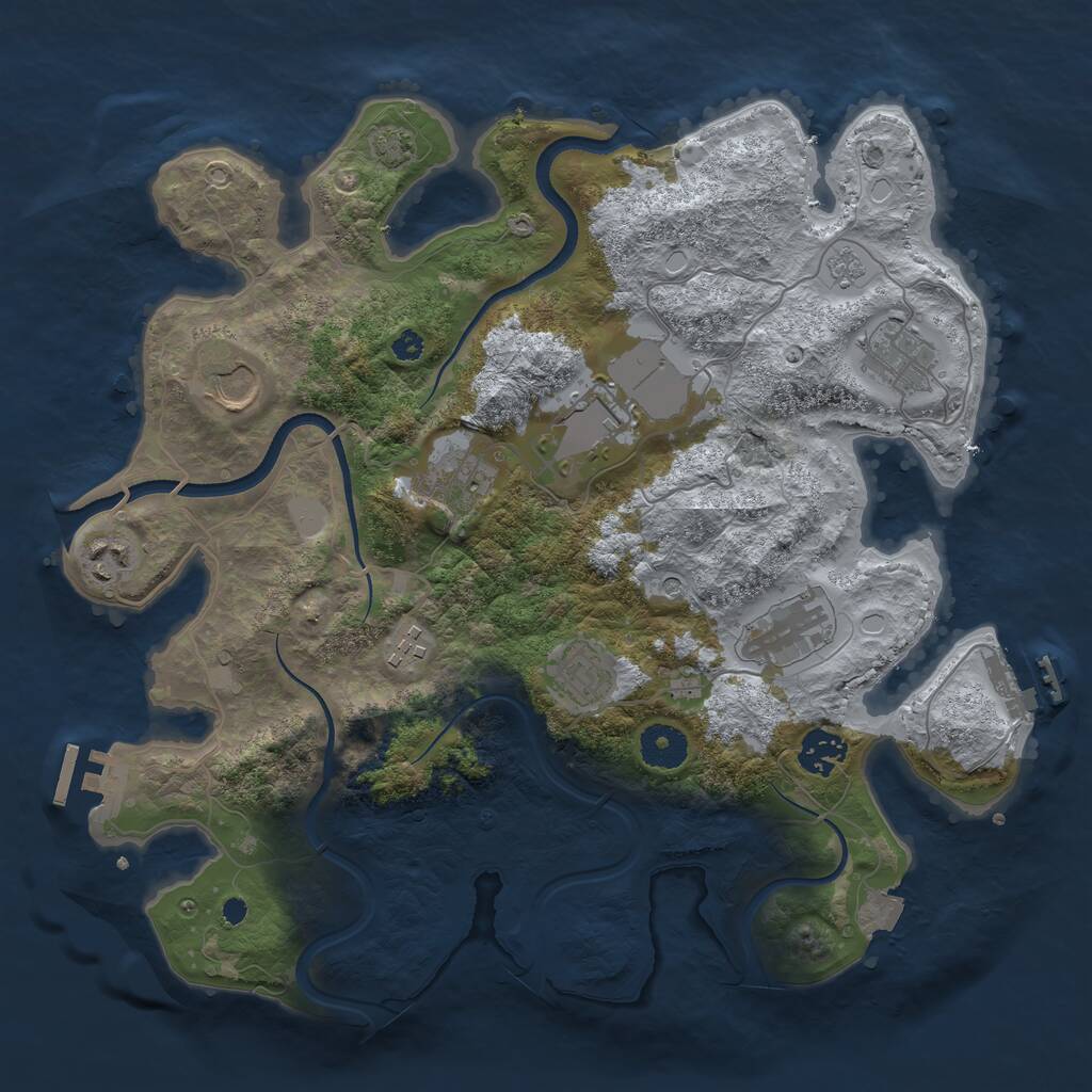 Rust Map: Procedural Map, Size: 3550, Seed: 69290, 15 Monuments