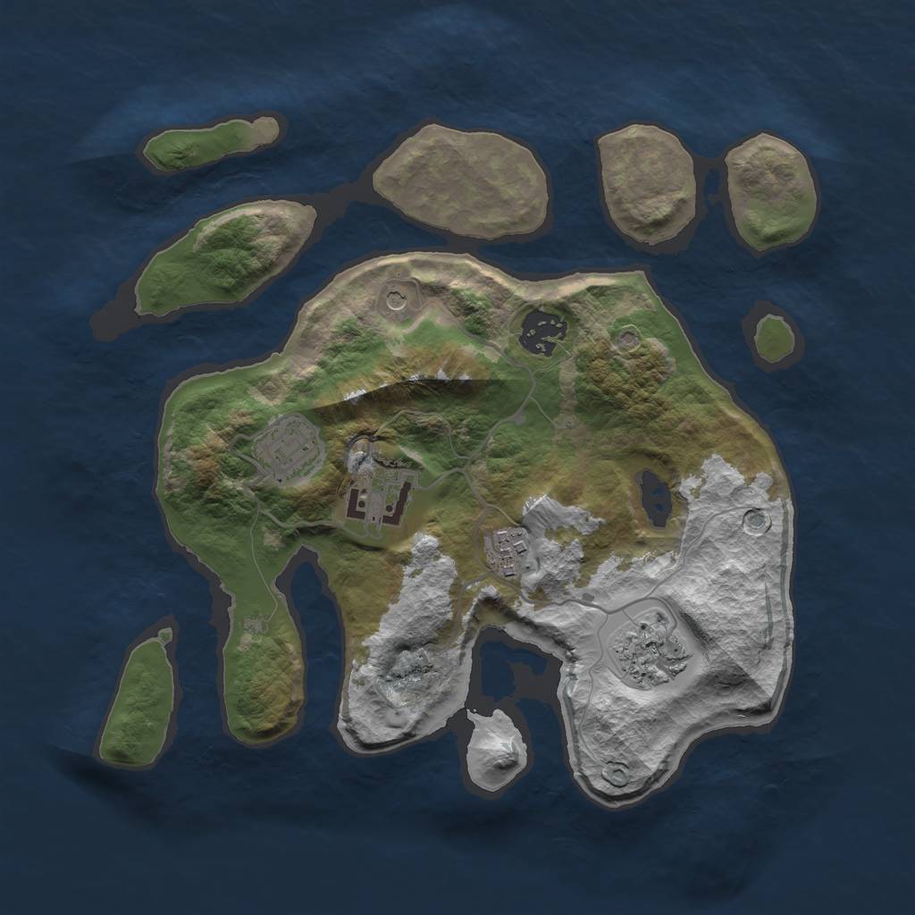 Rust Map: Barren, Size: 3000, Seed: 405860956, 8 Monuments