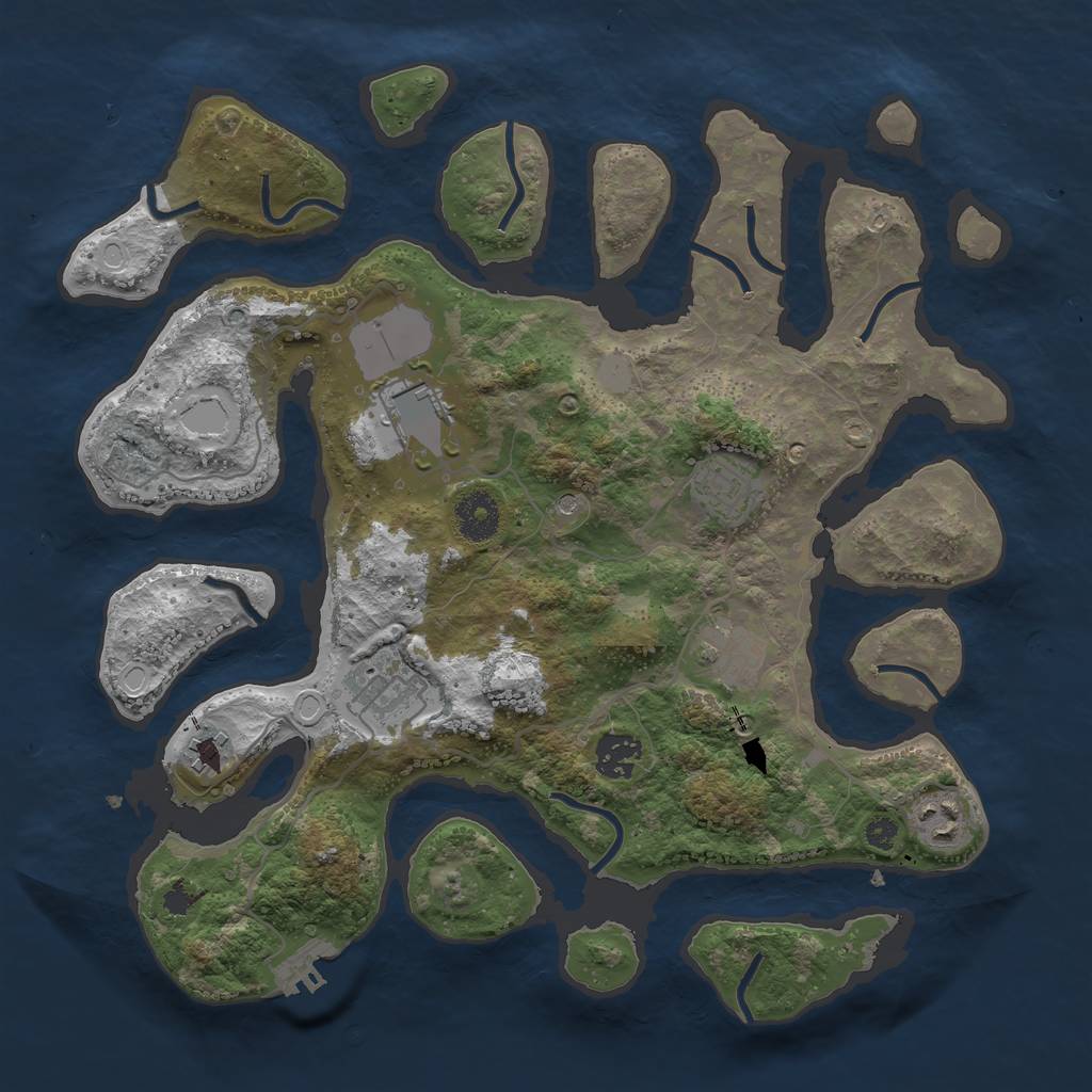 Rust Map: Procedural Map, Size: 3500, Seed: 1623005, 14 Monuments