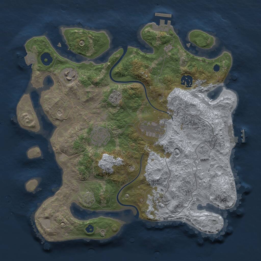Rust Map: Procedural Map, Size: 3200, Seed: 3500, 12 Monuments