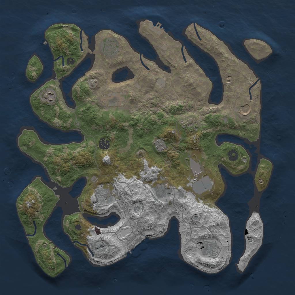Rust Map: Procedural Map, Size: 3950, Seed: 199273605, 19 Monuments