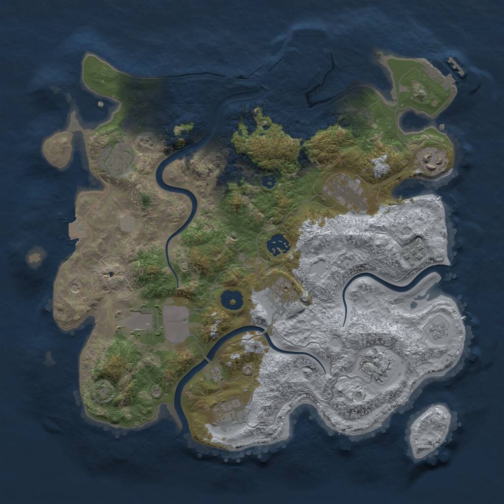 Rust Map: Procedural Map, Size: 3500, Seed: 2088818912, 15 Monuments
