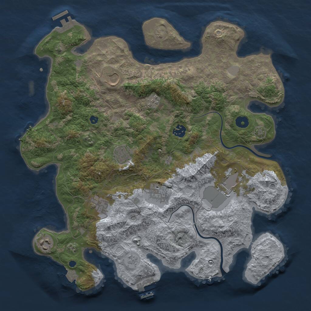 Rust Map: Procedural Map, Size: 3700, Seed: 1330993249, 14 Monuments