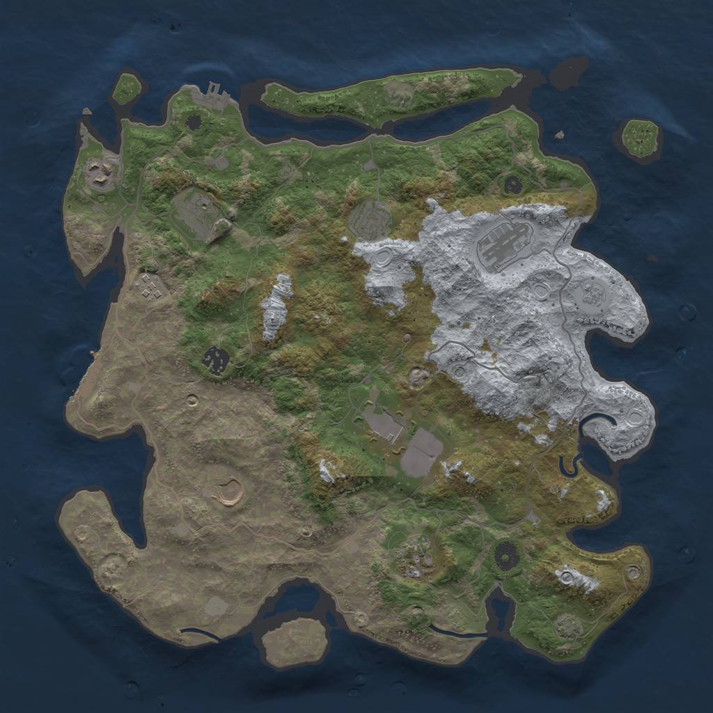 Rust Map: Procedural Map, Size: 4000, Seed: 1906899005, 17 Monuments