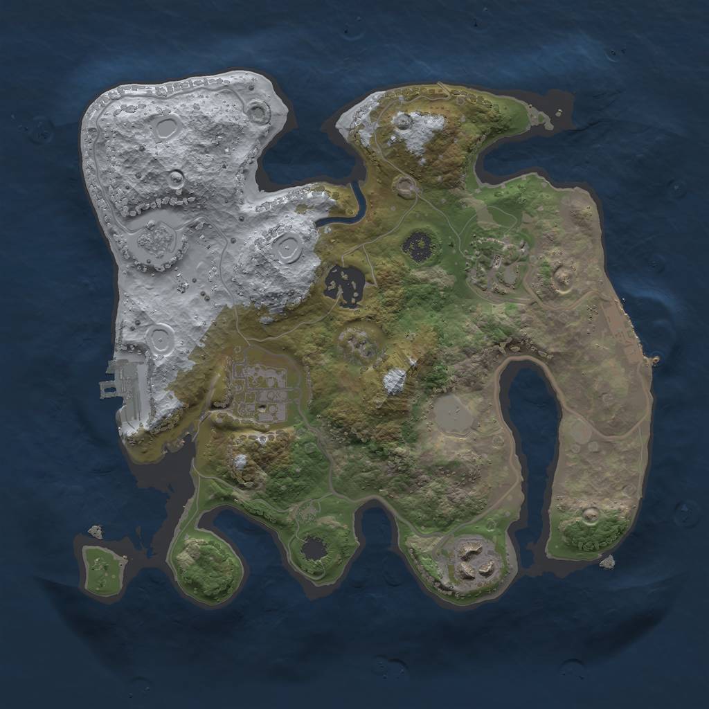 Rust Map: Procedural Map, Size: 2500, Seed: 1391226463, 10 Monuments
