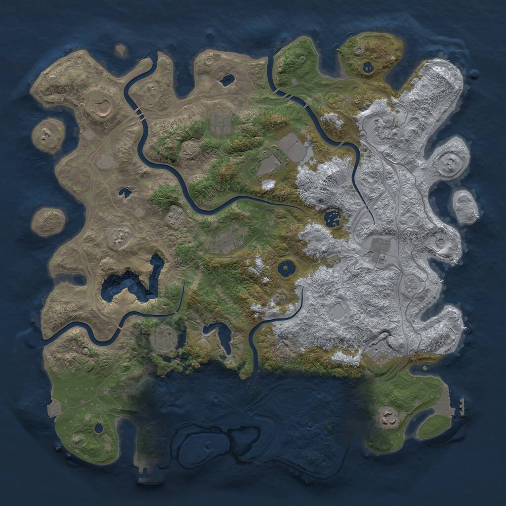 Rust Map: Procedural Map, Size: 4500, Seed: 2039577685, 17 Monuments