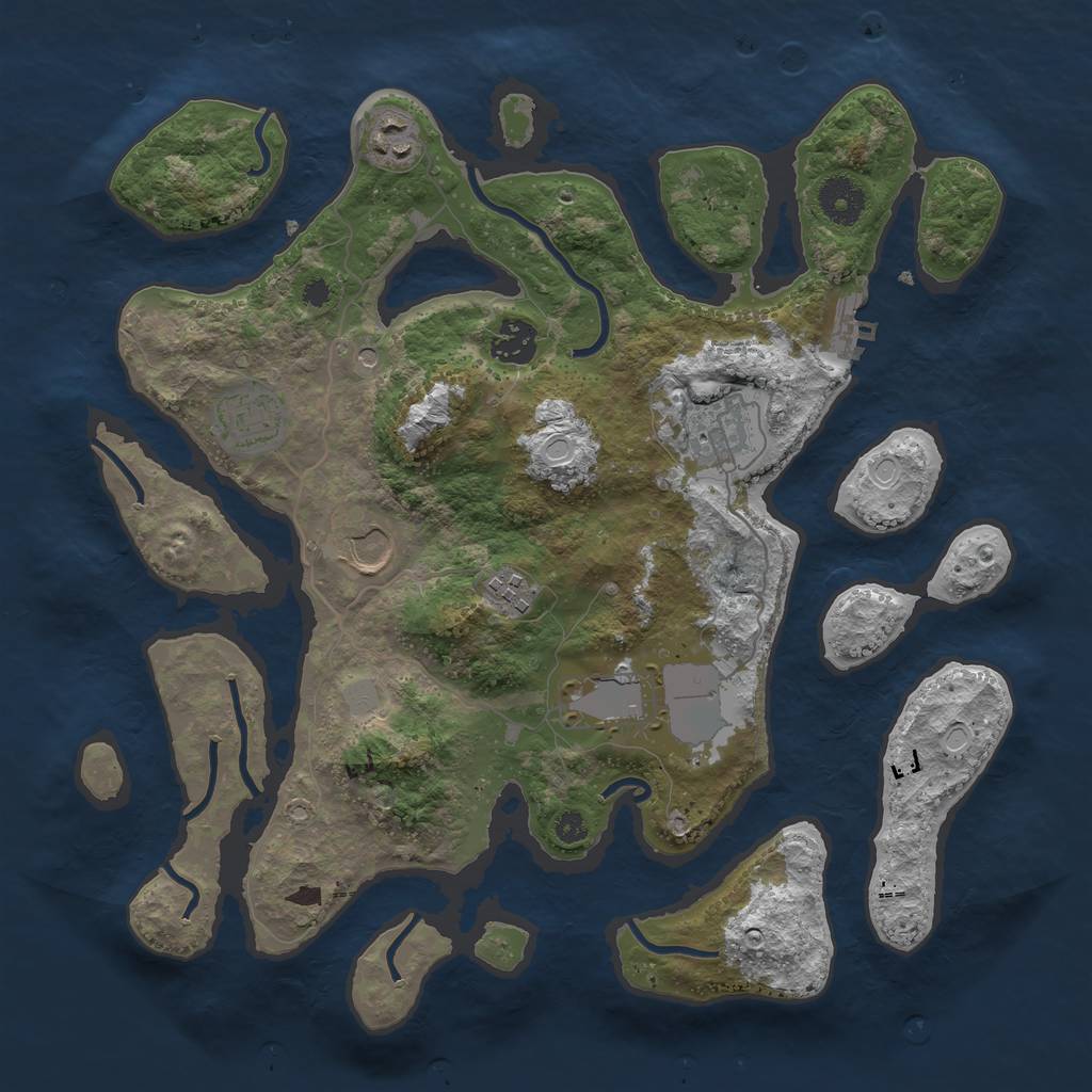 Rust Map: Procedural Map, Size: 3550, Seed: 155053, 14 Monuments