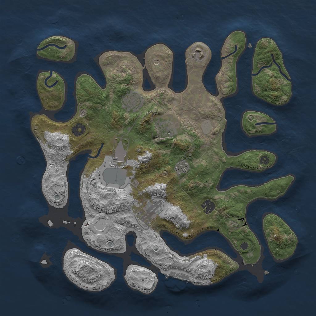 Rust Map: Procedural Map, Size: 3550, Seed: 766777, 14 Monuments