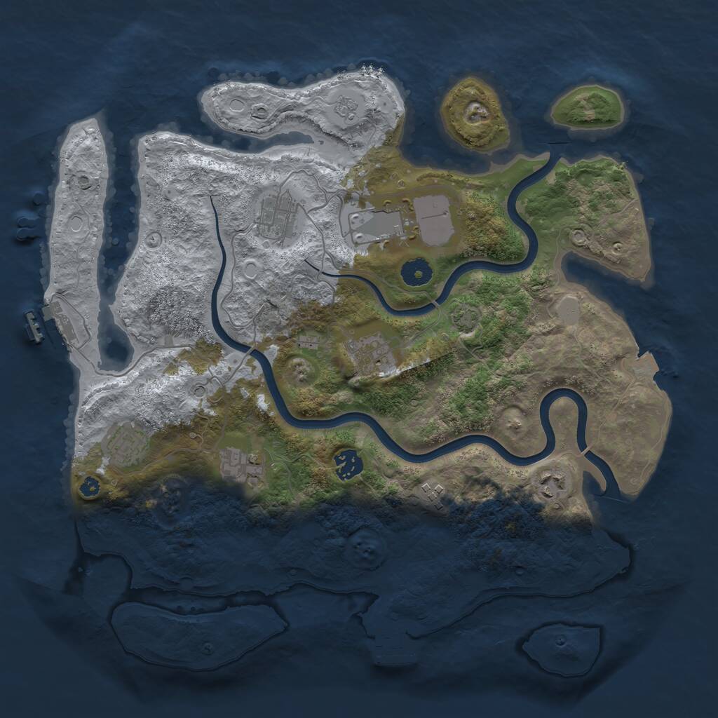 Rust Map: Procedural Map, Size: 3700, Seed: 1734687140, 14 Monuments