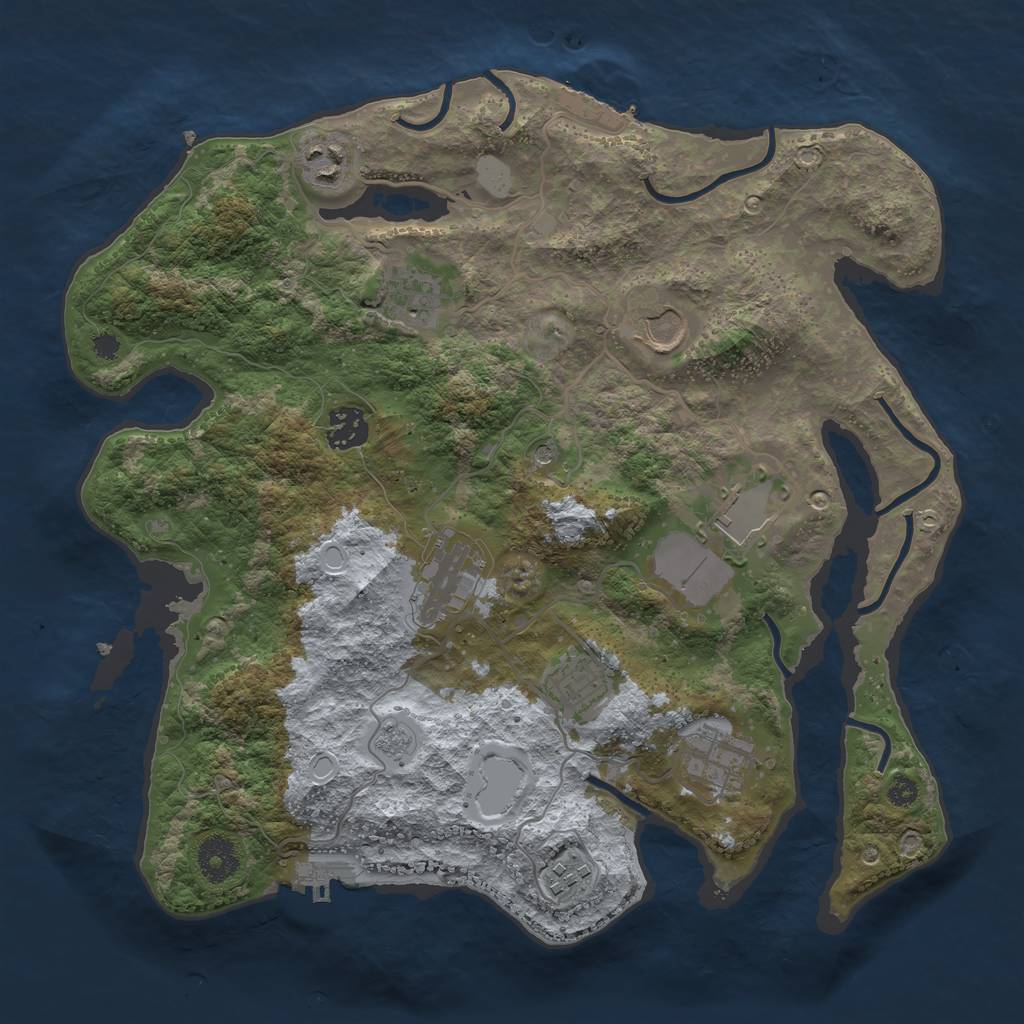 Rust Map: Procedural Map, Size: 3500, Seed: 6247, 16 Monuments
