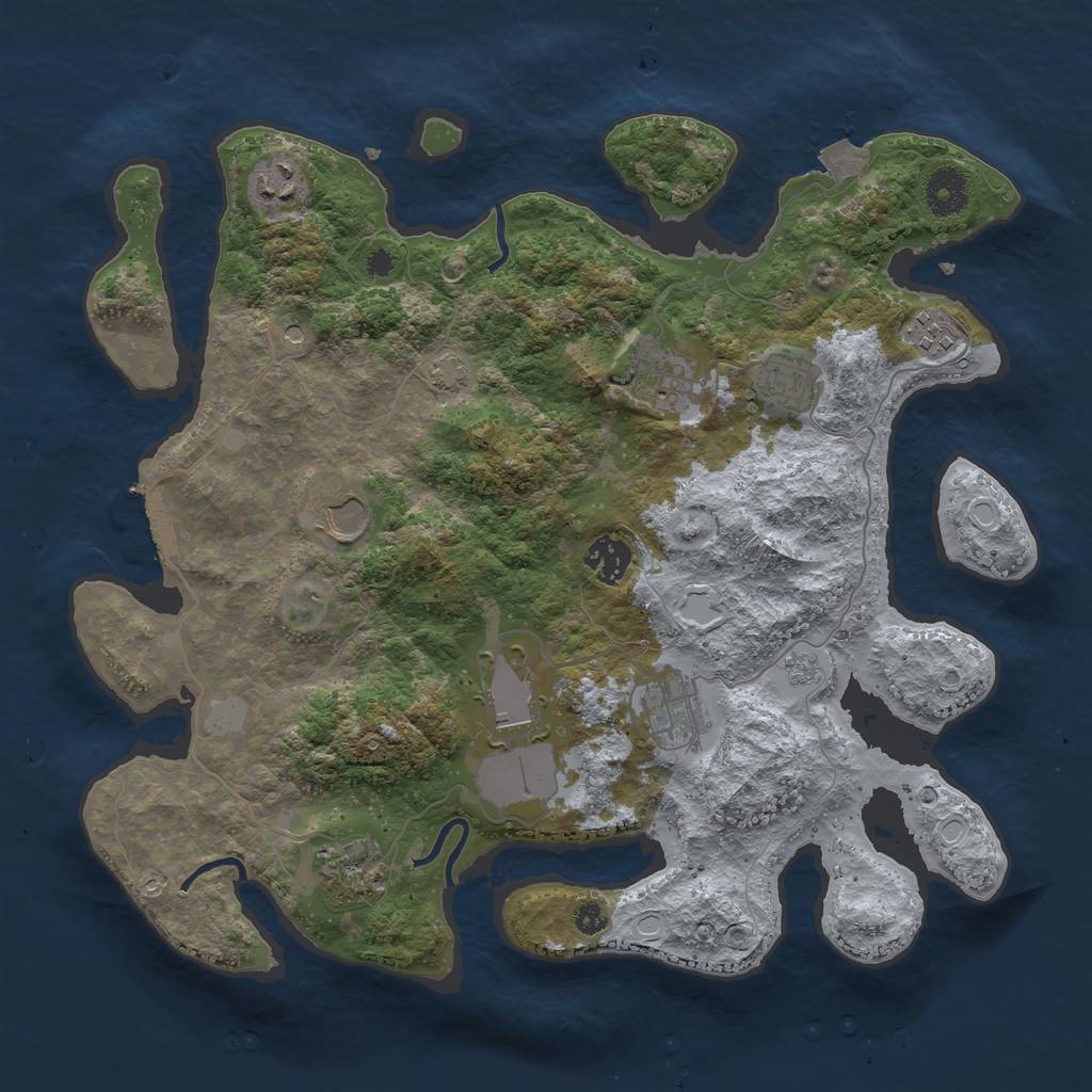Rust Map: Procedural Map, Size: 3600, Seed: 34875234, 16 Monuments
