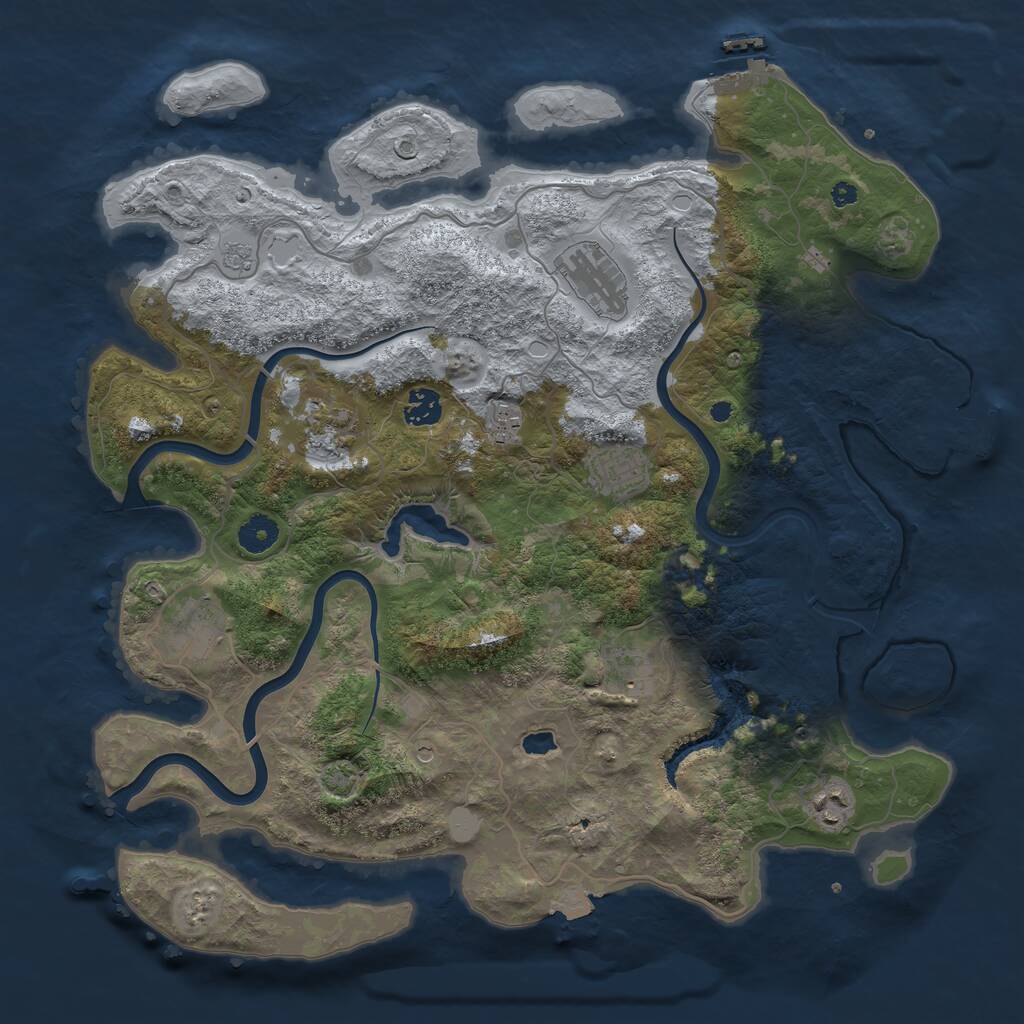 Rust Map: Procedural Map, Size: 4000, Seed: 1084437676, 14 Monuments