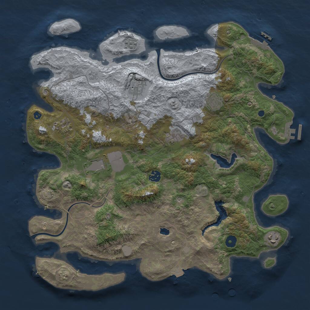 Rust Map: Procedural Map, Size: 4000, Seed: 1084437676, 14 Monuments