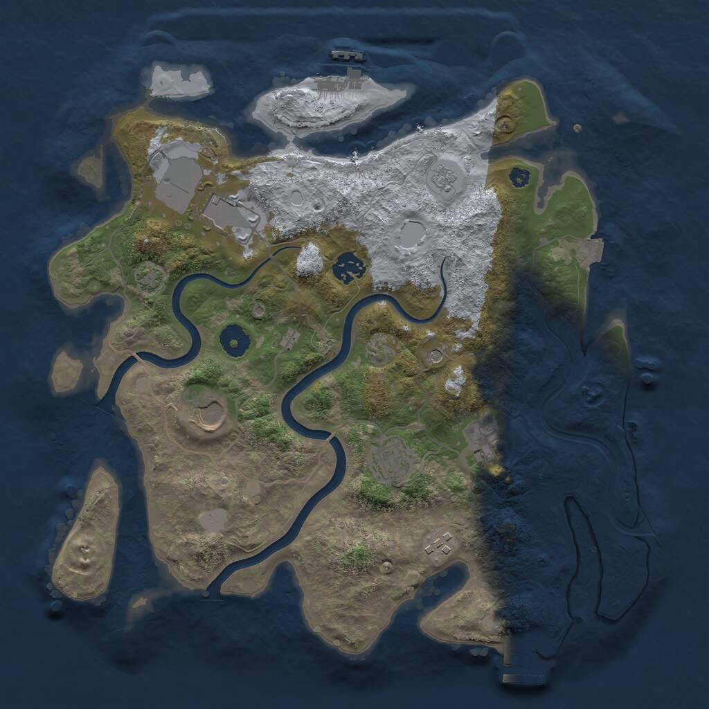 Rust Map: Procedural Map, Size: 3500, Seed: 61513525, 12 Monuments