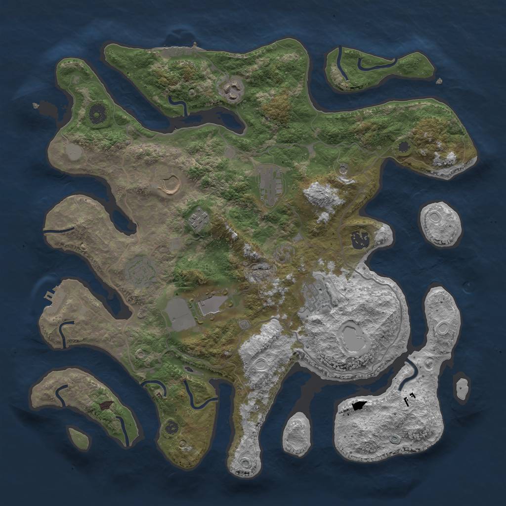 Rust Map: Procedural Map, Size: 4000, Seed: 1369728849, 16 Monuments