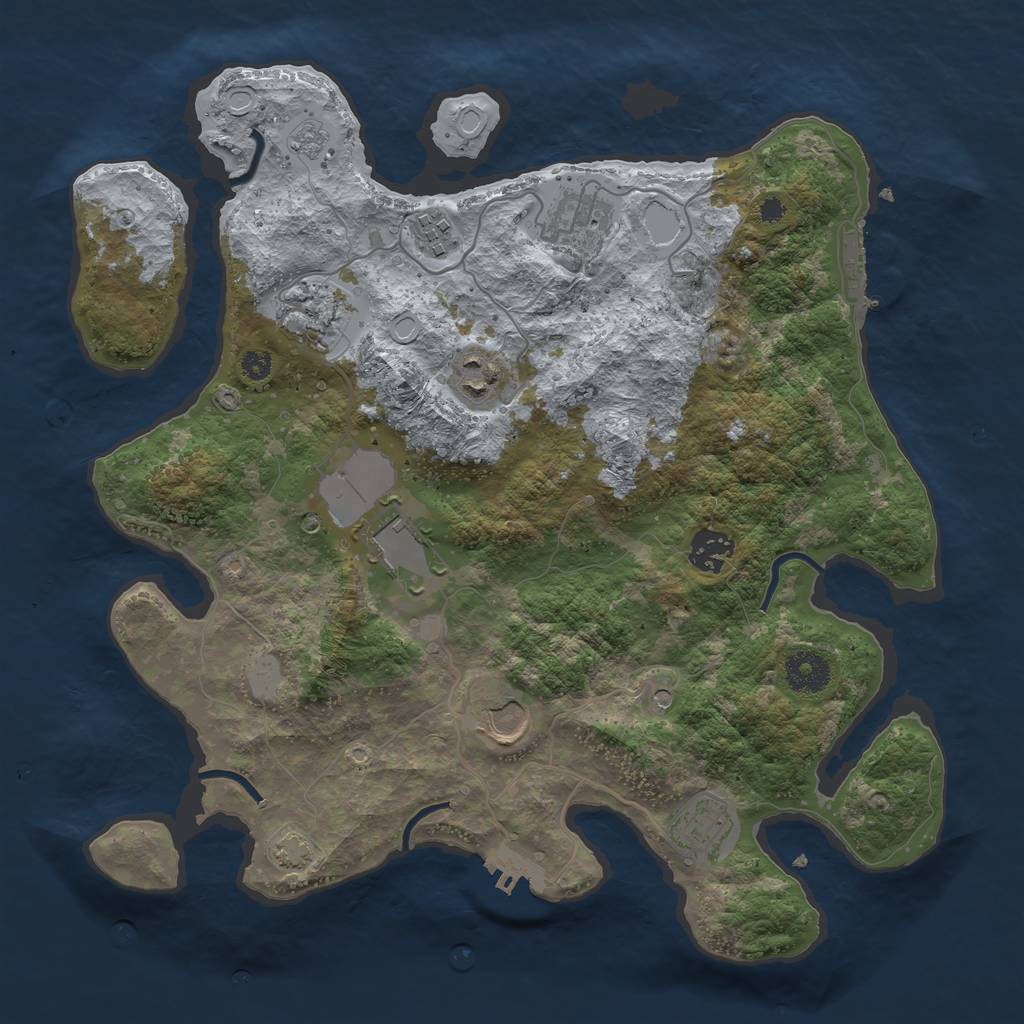 Rust Map: Procedural Map, Size: 3500, Seed: 455423, 16 Monuments