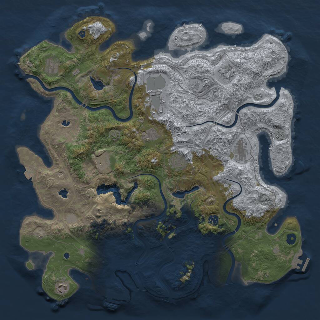 Rust Map: Procedural Map, Size: 4500, Seed: 2124117882, 16 Monuments