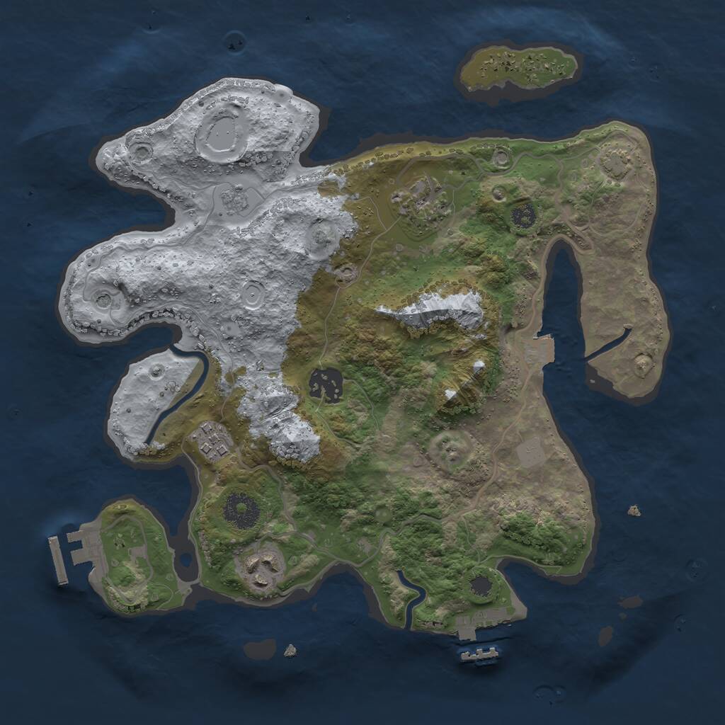 Rust Map: Procedural Map, Size: 3000, Seed: 539327, 10 Monuments
