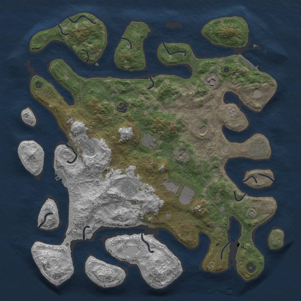Rust Map: Procedural Map, Size: 4500, Seed: 480653, 17 Monuments
