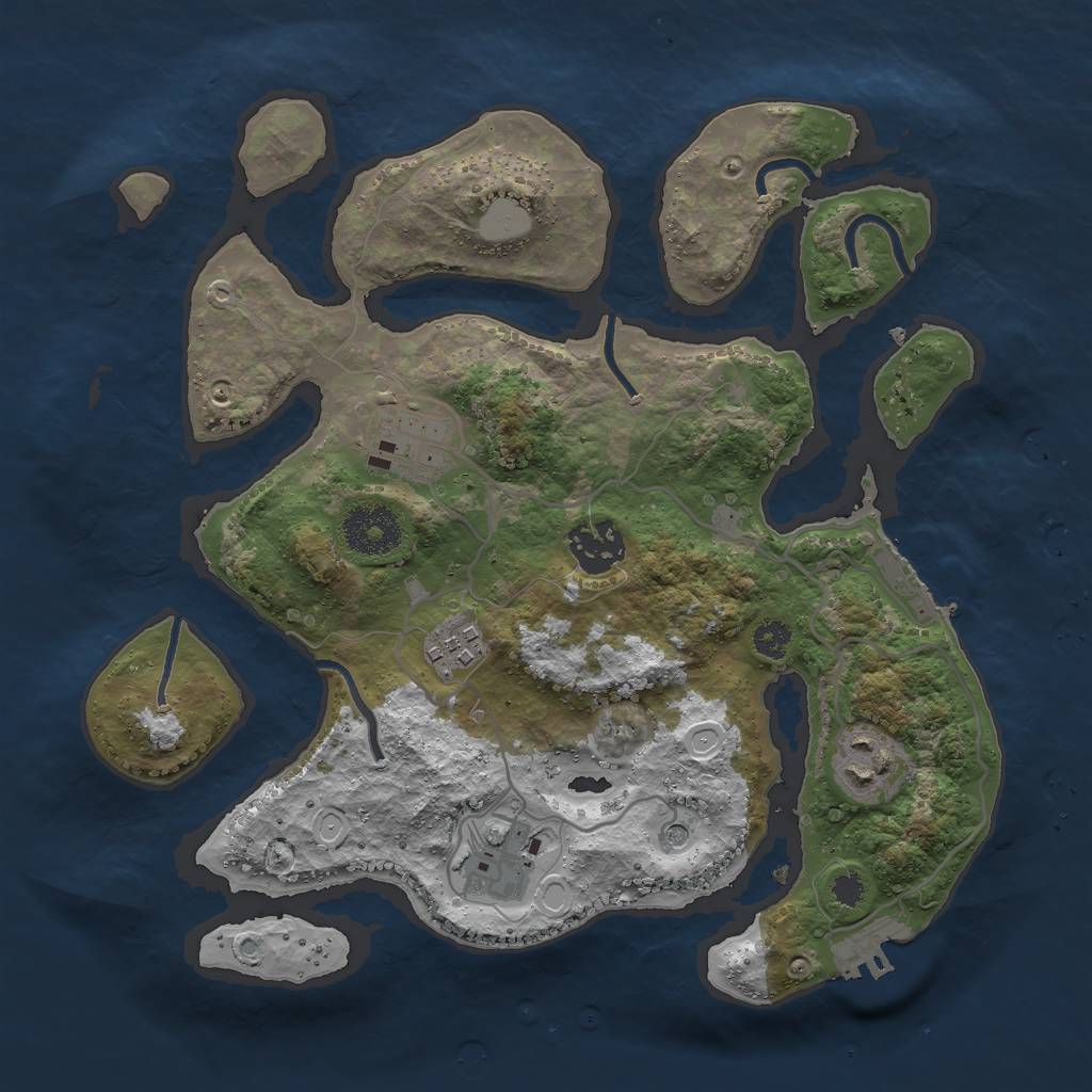 Rust Map: Procedural Map, Size: 3000, Seed: 905330, 13 Monuments