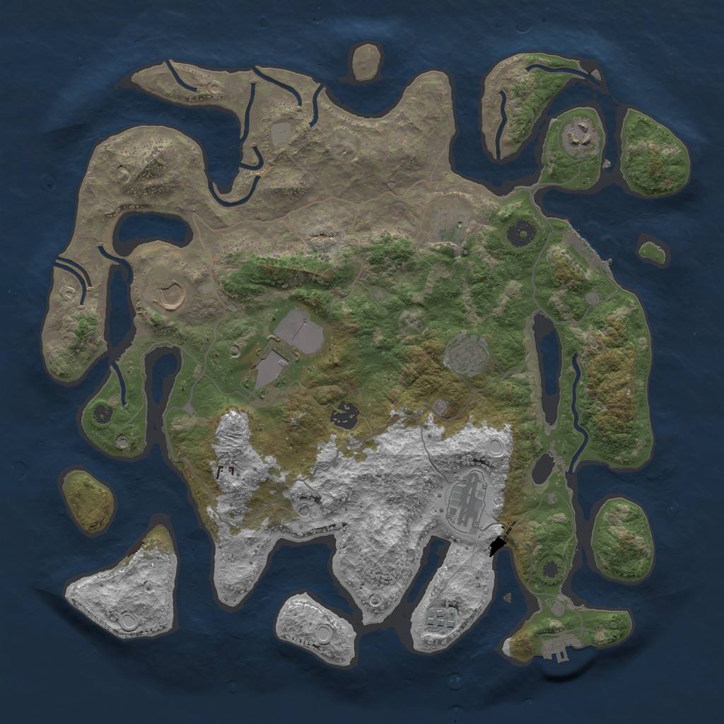 Rust Map: Procedural Map, Size: 4000, Seed: 4354357, 16 Monuments