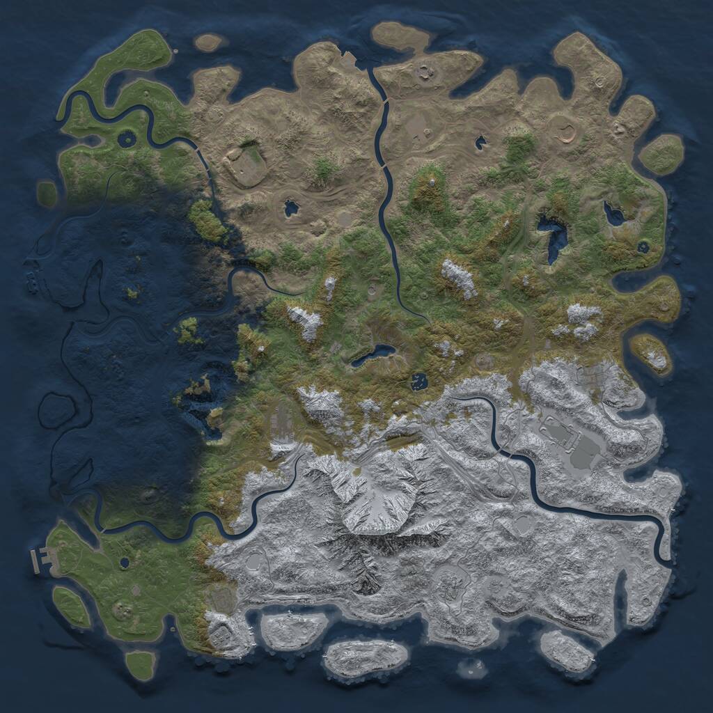Rust Map: Procedural Map, Size: 6000, Seed: 713, 17 Monuments