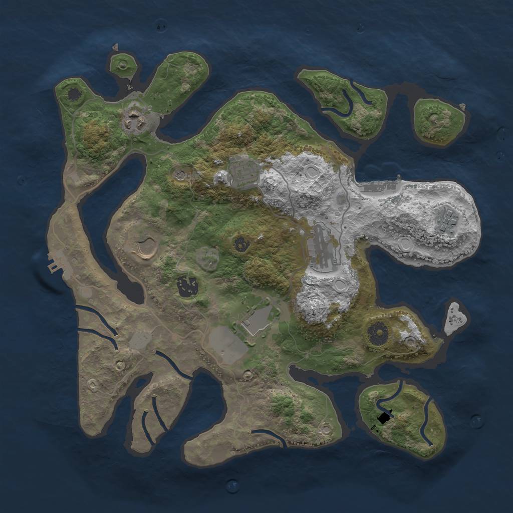 Rust Map: Procedural Map, Size: 3500, Seed: 855141557, 15 Monuments