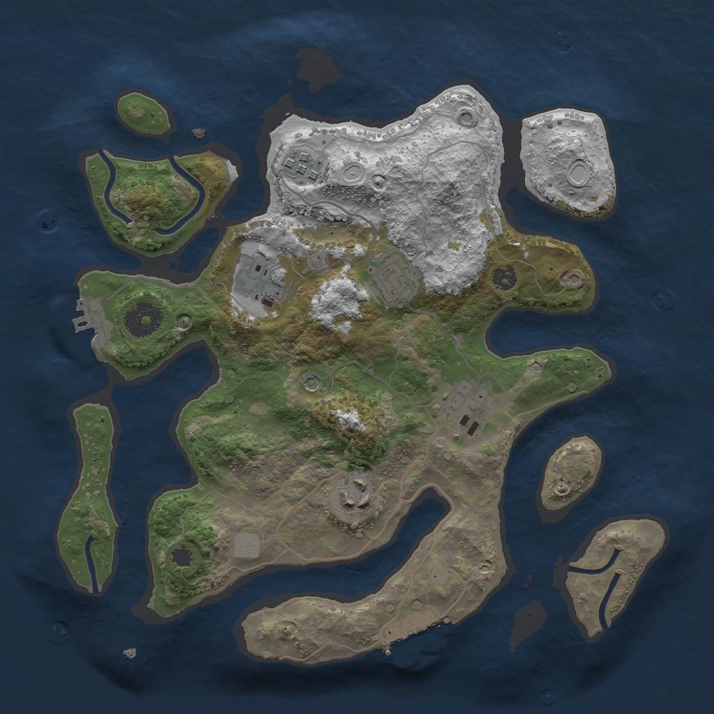 Rust Map: Procedural Map, Size: 3000, Seed: 165222, 13 Monuments