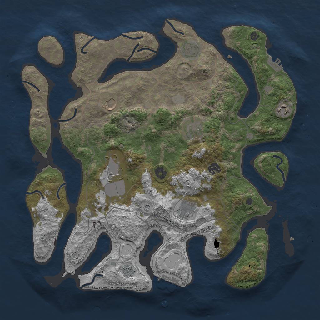 Rust Map: Procedural Map, Size: 4000, Seed: 1544262841, 16 Monuments