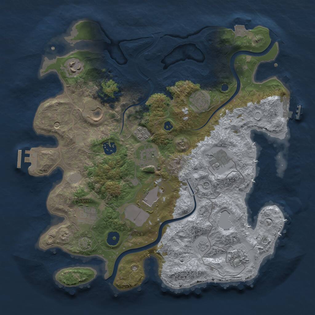 Rust Map: Procedural Map, Size: 3500, Seed: 259463832, 16 Monuments