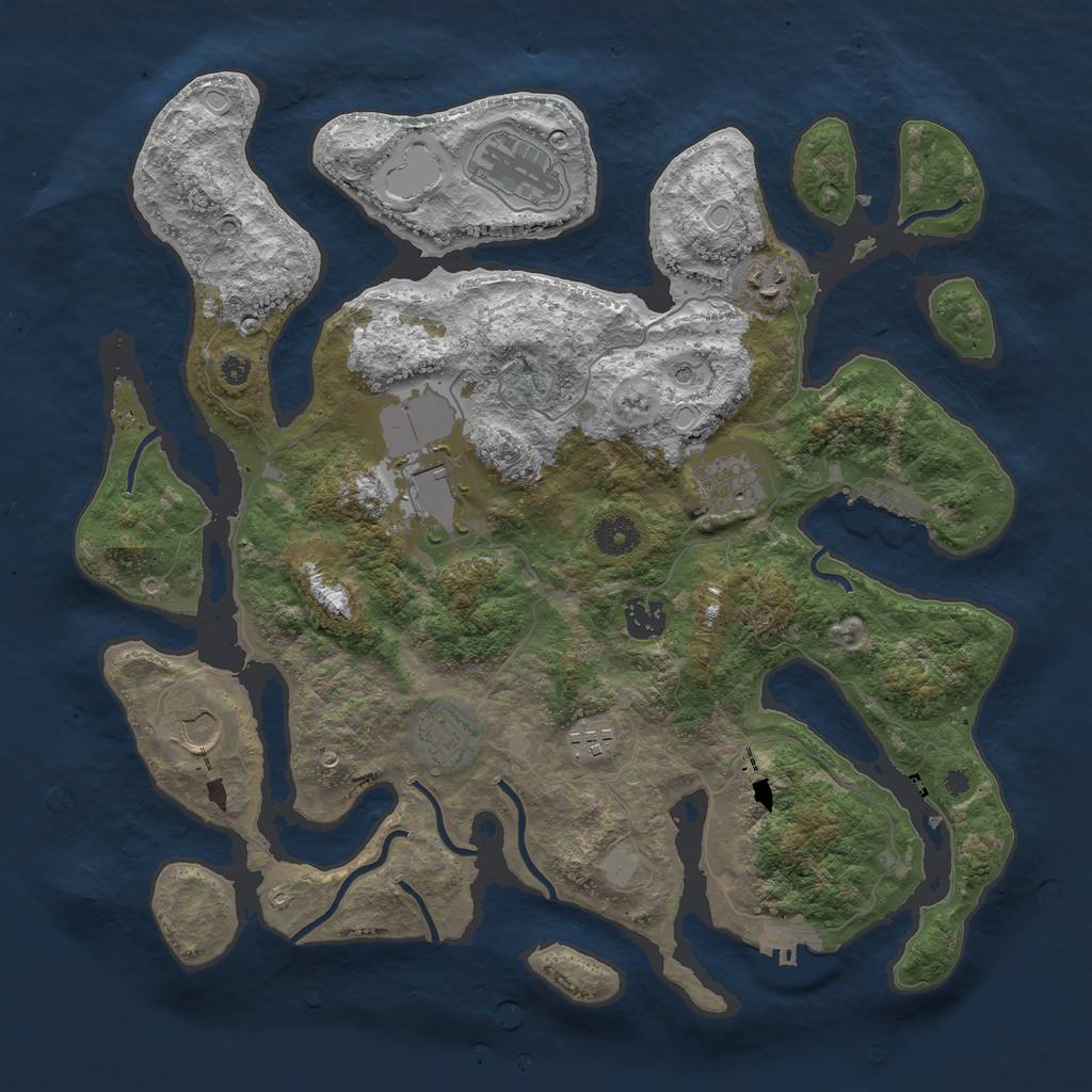 Rust Map: Procedural Map, Size: 3850, Seed: 1763870615, 16 Monuments
