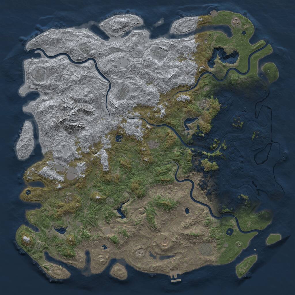 Rust Map: Procedural Map, Size: 6000, Seed: 6753, 17 Monuments
