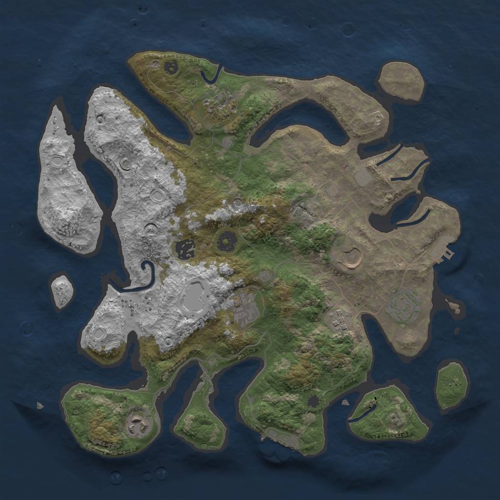 Rust Map: Procedural Map, Size: 3600, Seed: 637066781, 15 Monuments
