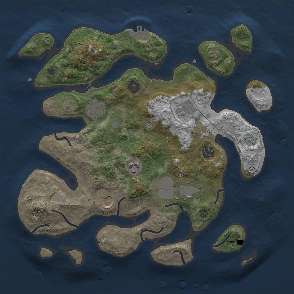 Rust Map: Procedural Map, Size: 3500, Seed: 13484, 14 Monuments